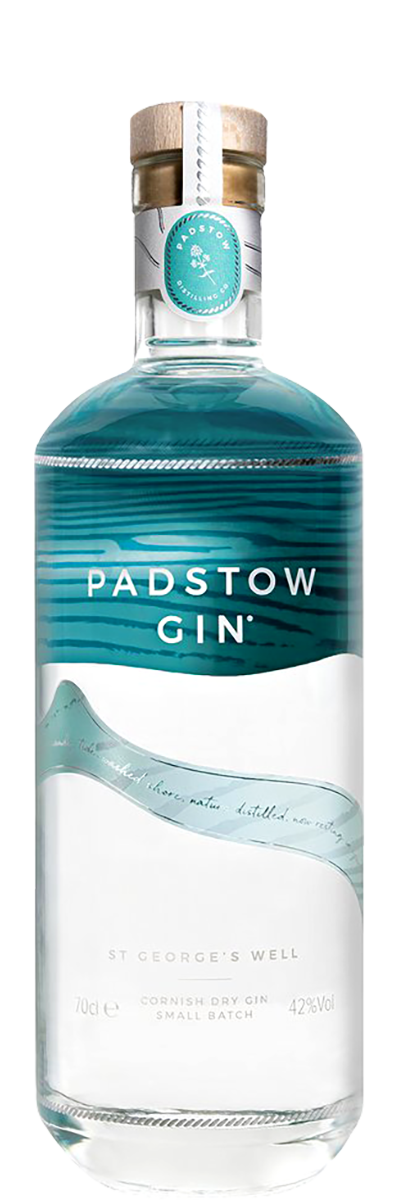 Bottle of Padstow Distilling St George's Well London Dry Gin, 70cl, Cornwall, England, English Cornish Gin
