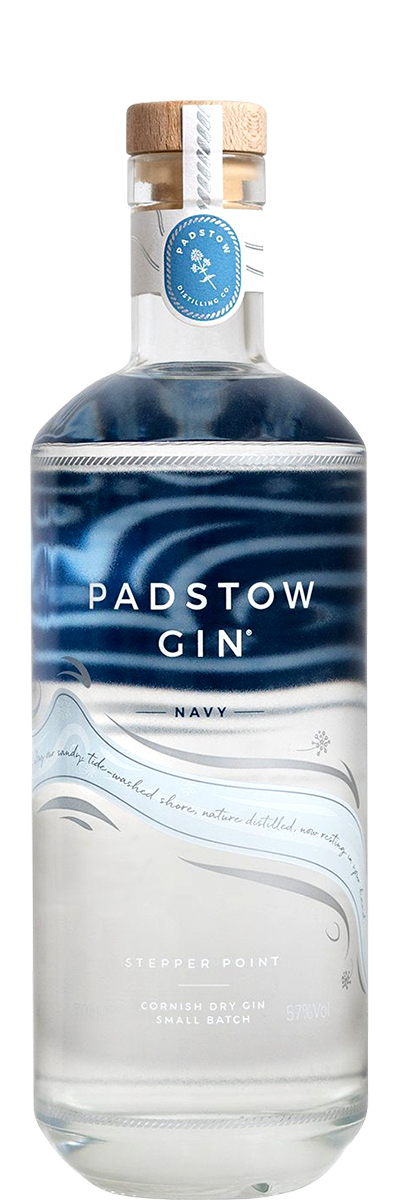 Bottle of Padstow Distilling Stepper Point Navy Strength Gin, 70cl, 57% ABV, Cornwall, England, English Cornish Gin