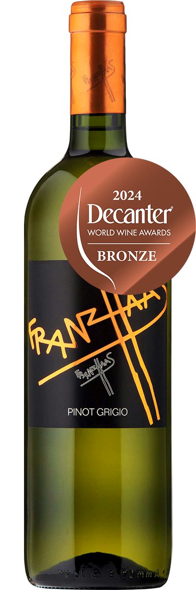 Bottle of Franz Haas Dolomiti Pinot Grigio, Alto Adige, Italy, crisp mountain white wine