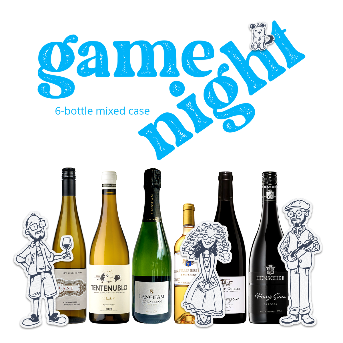 Monty's Wine Emporium Game Night 6-Bottle Mixed Wine Case, six crowd-pleasing curated bottles