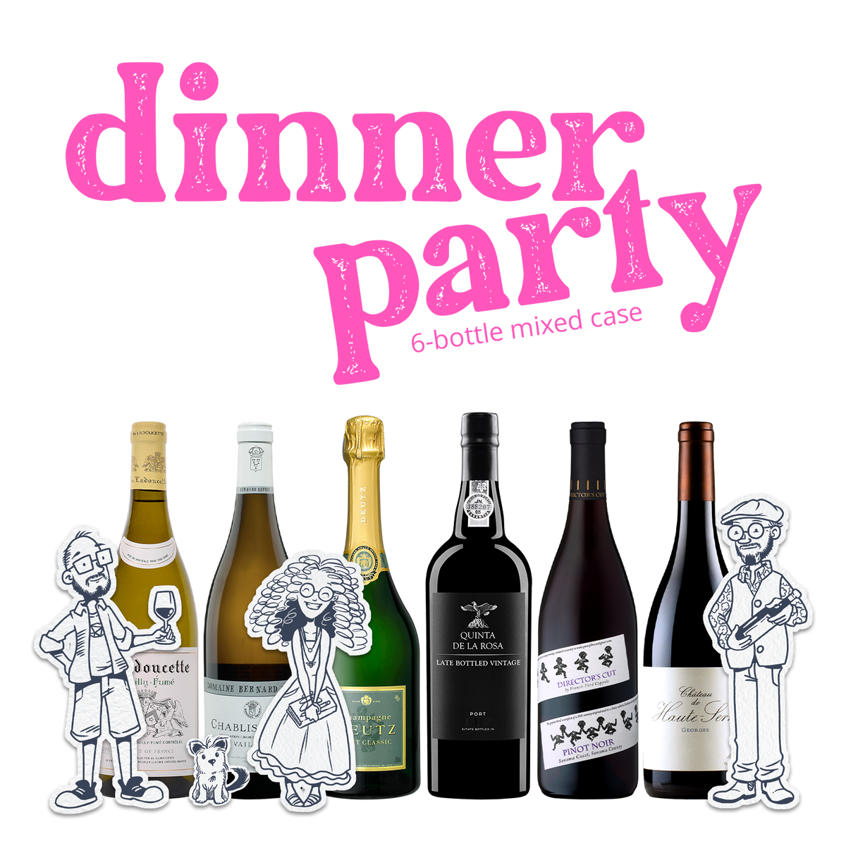 Monty's Wine Emporium Dinner Party 6-Bottle Wine Case, six food-pairing curated bottles