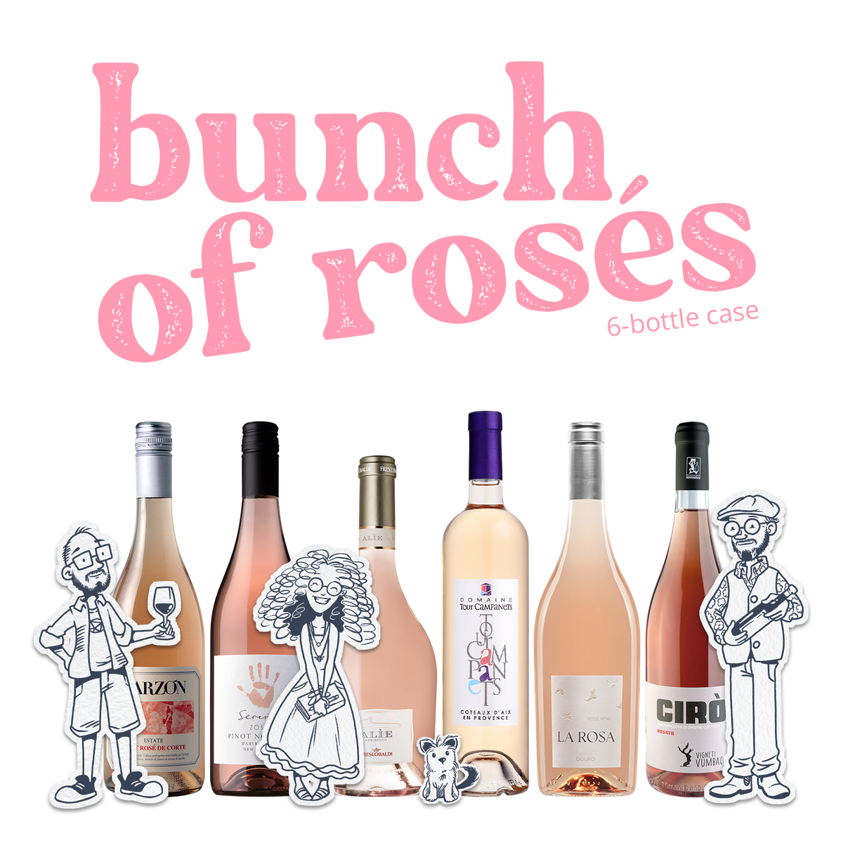 Monty's Wine Emporium Bunch of Rosés 6-Bottle Rosé Wine Case, six expertly curated rosés from around the world