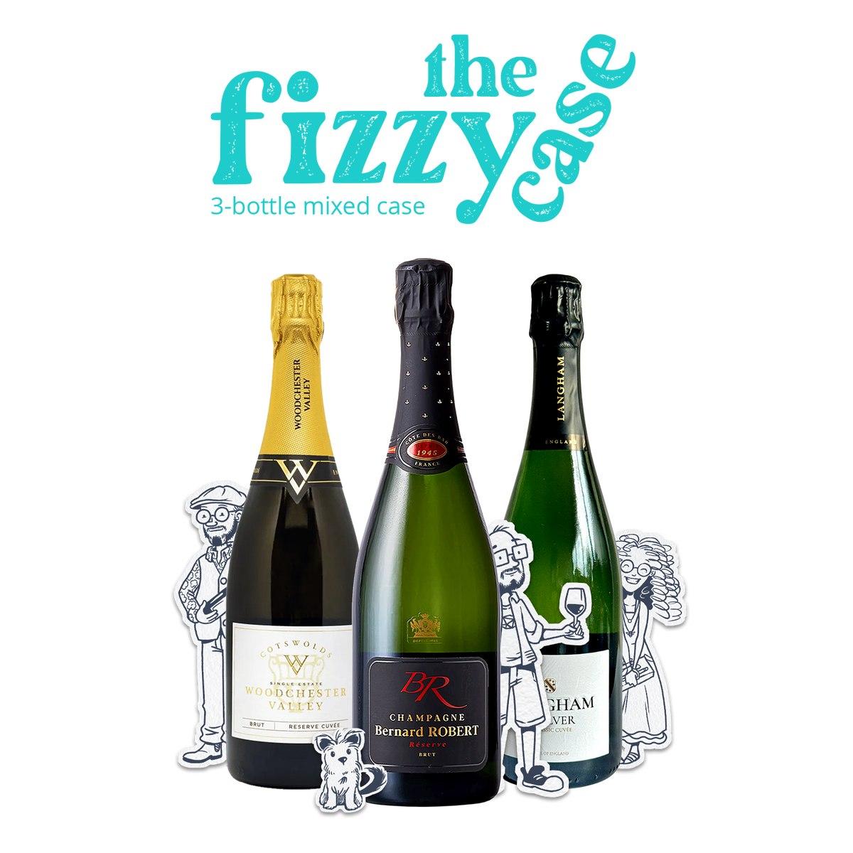 Monty's Wine Emporium Fizzy 3-Bottle Sparkling Wine Case, three extraordinary sparkling wines and champagne