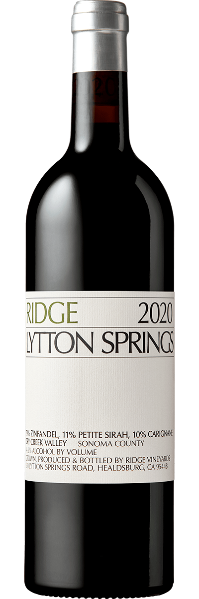 Bottle of Ridge Vineyards Lytton Springs 2020, Dry Creek Valley, California, old vine Zinfandel