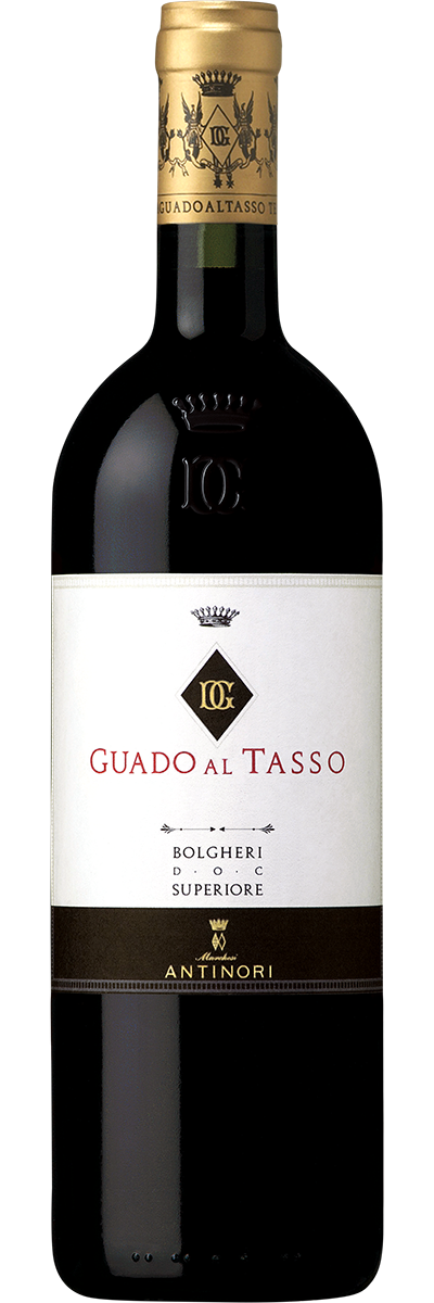 Bottle of Antinori Guado al Tasso, Bolgheri, Tuscany, Italy, iconic Super-Tuscan fine wine