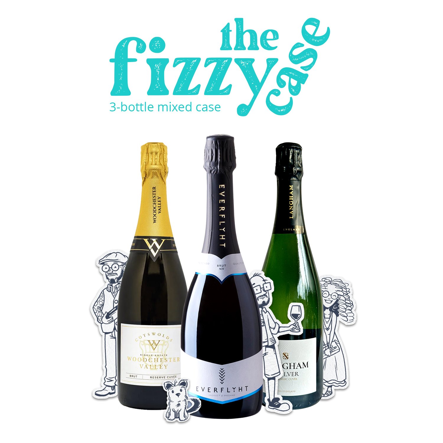 Monty's Wine Emporium Fizzy 3-Bottle Sparkling Wine Case, three extraordinary English sparkling wines